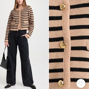 English Factory Striped Cardigan with Gold Buttons